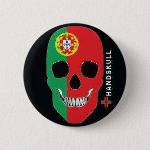 HANDSKULL Portugal, Gelukkige schedel, Portugal vl Ronde Button 5,7 Cm