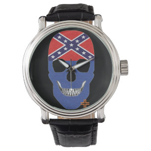 HANDSKULL Rebel Montre bleue hommes cuir B2