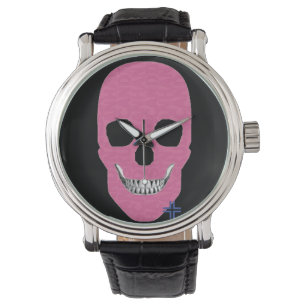 HANDSKULL Rebel Roze horloge mannen leder B2