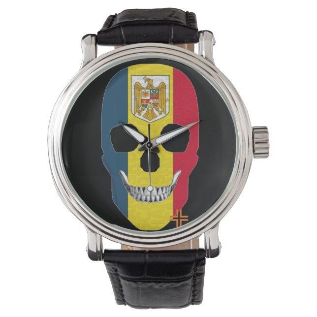 HANDSKULL Roumanie montre mens cuir B2 (devant)