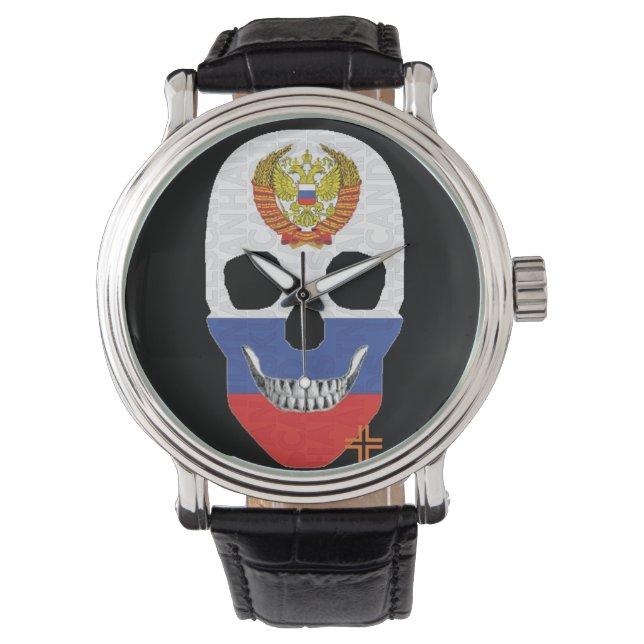 HANDSKULL Russisch horloge mannen leer B2 (Voorkant)