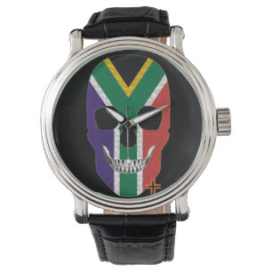 HANDSKULL Zuid-Afrika kijkt naar mannen leder B2 Horloge