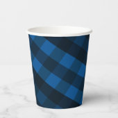 Handsome Black and Blue Plaid Paper Cup Papieren Bekers (Achterkant)