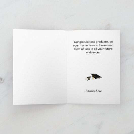 Handsome Black, White, & Red Guy's Graduation Card Kaart (Binnen)