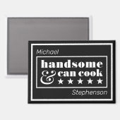 Handsome & Can Cook Typography Father's Day Magneet (Voorkant / Achterkant)