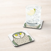 Handsome Green Owl on White Drankjes Onderzetter (Rechterzijde)