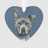 Handsome Grey Pit Bull Terrier Dog Tekening Ornament (achterkant)