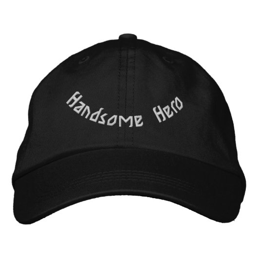 Handsome Hero Elegant Adjustable Modern Black-Hat  Geborduurde Pet (Voorkant)