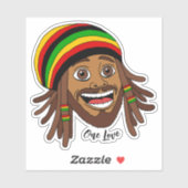 Handsome Jamaican Rasta Man One Love Sticker (Vel)
