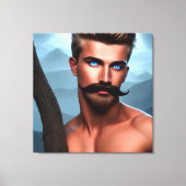Handsome Mustache Muscular Man Canvas Afdrukken (Voorkant)