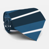 Handsome Navy Blue White Stripes Stropdas (Opgerold)