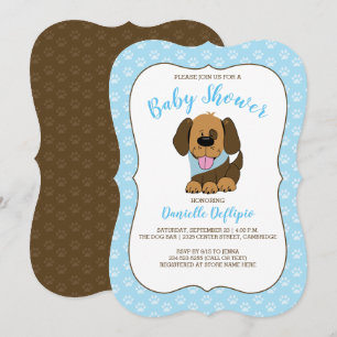 Handsome Puppy Dog Boy Baby shower Invitation Kaart