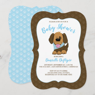 Handsome Puppy Dog Boy Baby shower nodigt Brown ui Kaart
