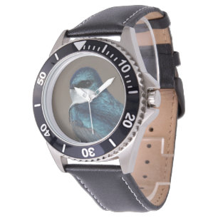 Handsome Tree Swallow Songbird on a Wire Horloge