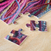 Handspun Yarn Knitting Pink Magenta Legpuzzel (Zijkant)