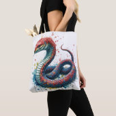 Handtas met een kleurrijk artistiek slangenontwerp (Dichtbij)