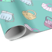 Handtassen met handtas, handtassen, spatroon Blauw Cadeaupapier (Rol Hoek)