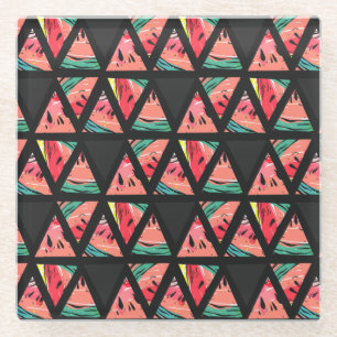 Handtekening Abstract watermeloenpatroon Glazen Onderzetter