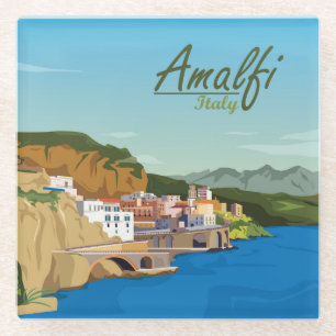 Handtekening Amalfi Italië landschapsschets Glazen Onderzetter