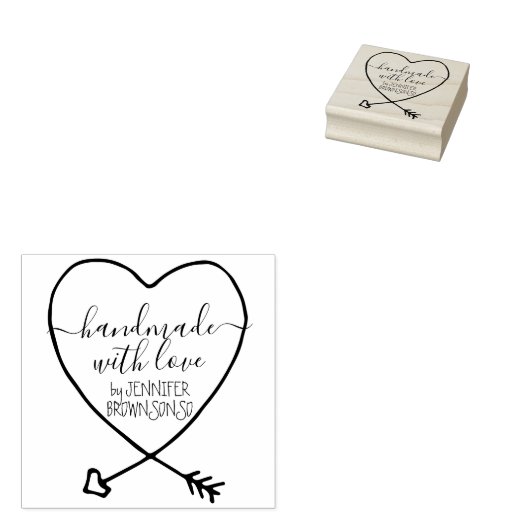 Handtekening Arrowed Handmade with love business Rubberstempel (Gestempeld)
