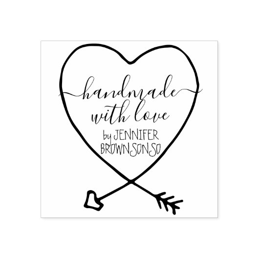 Handtekening Arrowed Handmade with love business Rubberstempel (Afrduk)