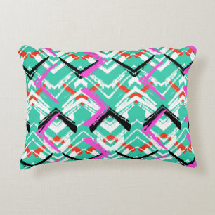 Handtekening Blauwgroen Zig Zag Patroon Accent Kussen