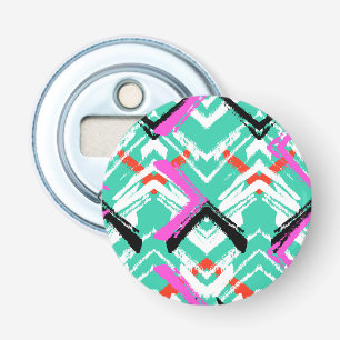 Handtekening Blauwgroen Zig Zag Patroon Button Flesopener