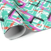 Handtekening Blauwgroen Zig Zag Patroon Cadeaupapier (Rol Hoek)