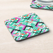 Handtekening Blauwgroen Zig Zag Patroon Drankjes Onderzetter (Linkerzijde)