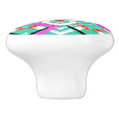 Handtekening Blauwgroen Zig Zag Patroon Keramische Knop (Zijkant)