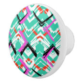 Handtekening Blauwgroen Zig Zag Patroon Keramische Knop (Rechts)