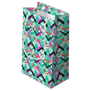 Handtekening Blauwgroen Zig Zag Patroon Klein Cadeauzakje