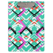 Handtekening Blauwgroen Zig Zag Patroon Klembord (Voorkant)