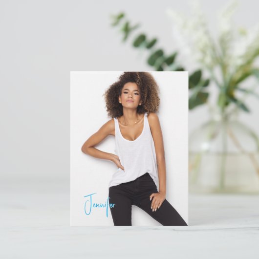 Handtekening Briefkaart QR Code Actor Model Promo  (Staand voorkant)