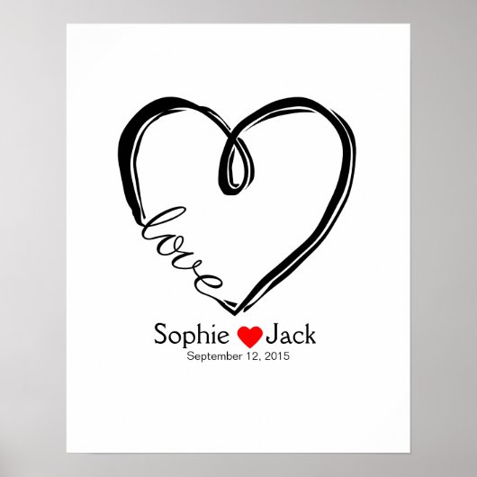 handtekening bruiloft gastboek oneindige hartkleur poster (Voorkant)
