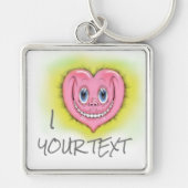 Handtekening Cartoon glimlachend luiroze I hart Sleutelhanger (Voorkant)