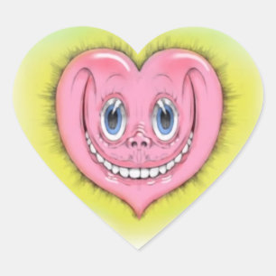 Handtekening Cartoon glimlachend luiroze I hart Sticker