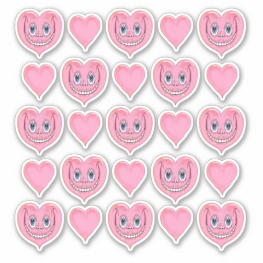 Handtekening Cartoon glimlachend luiroze I hart Sticker (Voorkant)