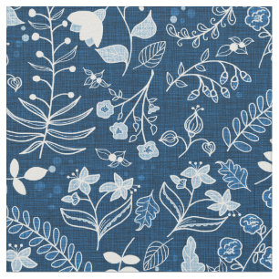 Handtekening Classic Blue Boho Flowers Stof