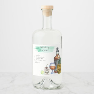 Handtekening Cocktail Recept Bruiloft Favor Label Likeurfles Etiket