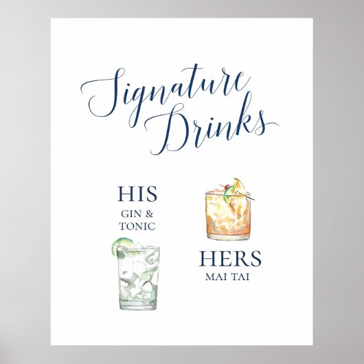 Handtekening Cocktails Wedding Poster (Voorkant)