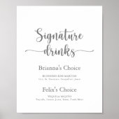 Handtekening Dranken Calligraphy Zilveren Bord Poster (Voorkant)