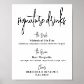 Handtekening Dranken Moderne Calligraphy Bruilofts Poster (Voorkant)