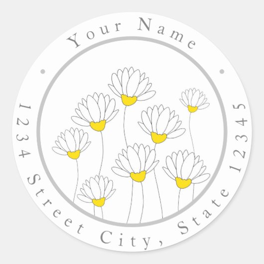 Handtekening Drawn Daisy Stems Labels (Voorkant)