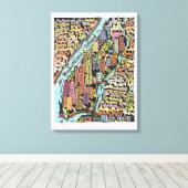 Handtekening Drawn Map van New York City Canvas Afdruk (Insitu (Houten vloer))