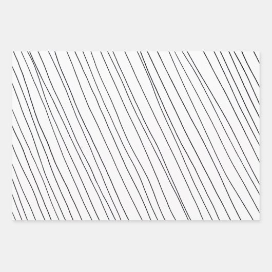 Handtekening Drawn Pinstripes Grid Wonky Black & W Inpakpapier Vel (Voorkant 3)