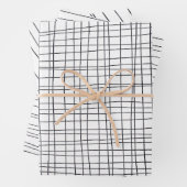 Handtekening Drawn Pinstripes Grid Wonky Black & W Inpakpapier Vel (In situ)