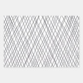 Handtekening Drawn Pinstripes Grid Wonky Black & W Inpakpapier Vel (Voorkant 3)