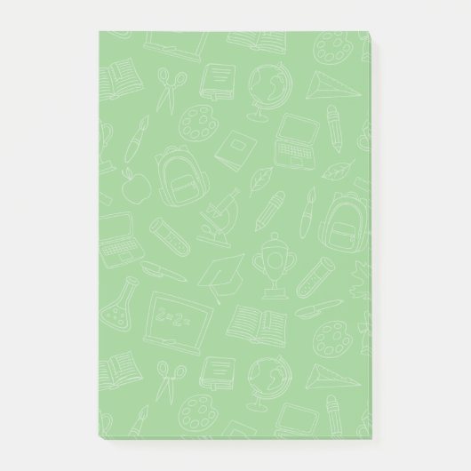 Handtekening Drawn School Supply Pattern Post-it® Notes (Voorkant)