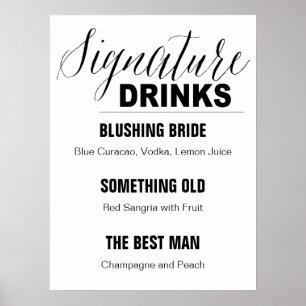 Handtekening Drink Bindbord zwart-wit Poster